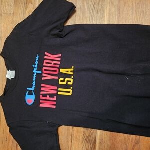 Champion Kids Black 'New York U.S.A.' Colorblock Graphic Sweatshirt Size Medium